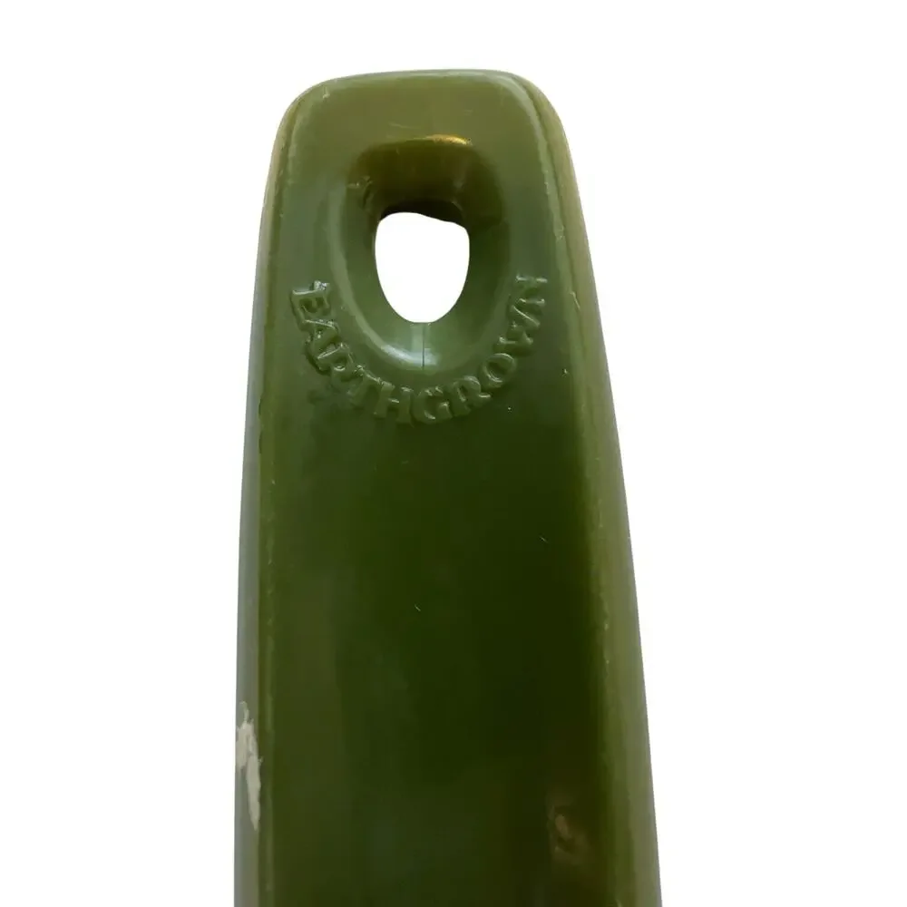 Earth Grown Soup Ladle Olive Green Handle Metal Kitchen Serving Spoon Vintage